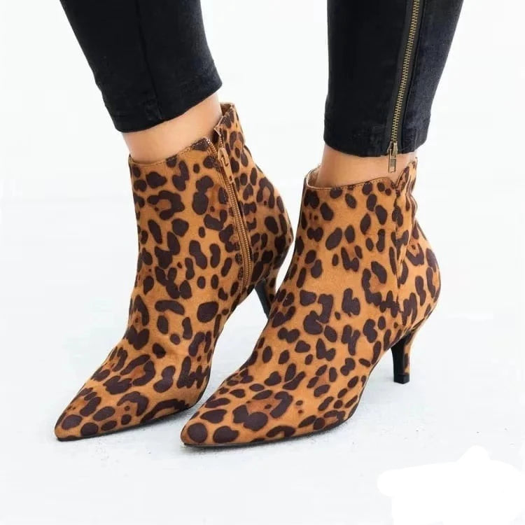 Famaro - Leopardenmuster-Mittelferse Stiefel