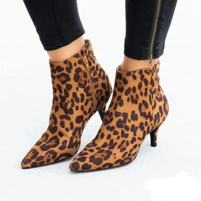 Famaro - Leopardenmuster-Mittelferse Stiefel