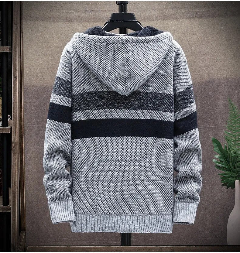 Zackery - Winter gestrickte Kapuzenjacke