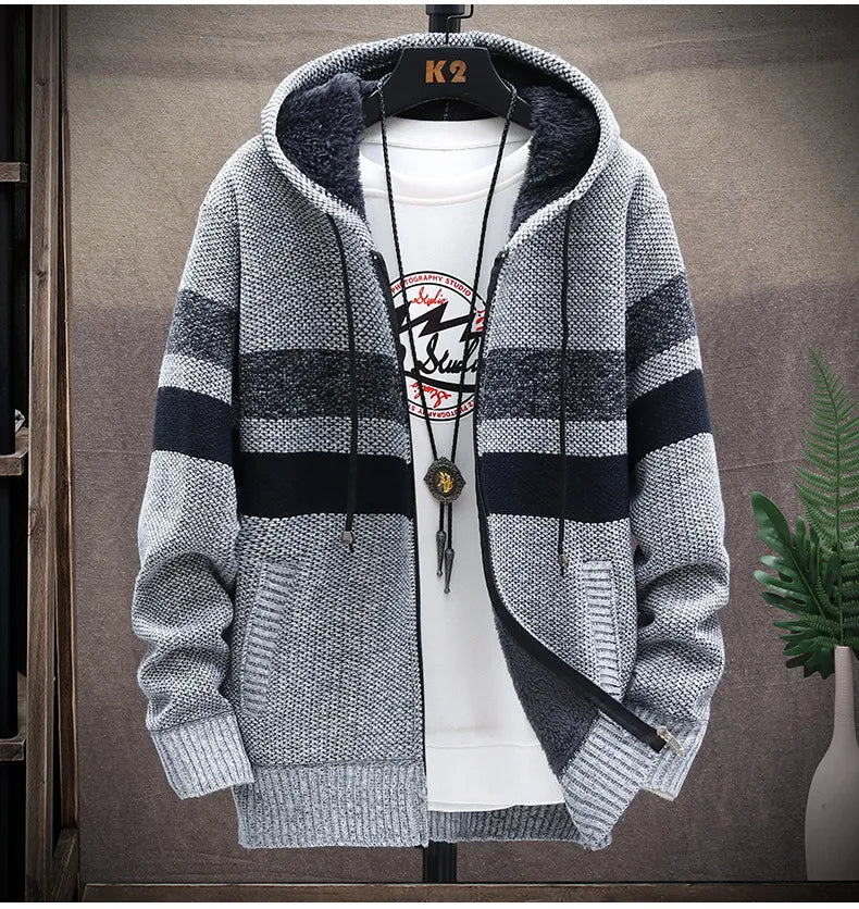 Zackery - Winter gestrickte Kapuzenjacke