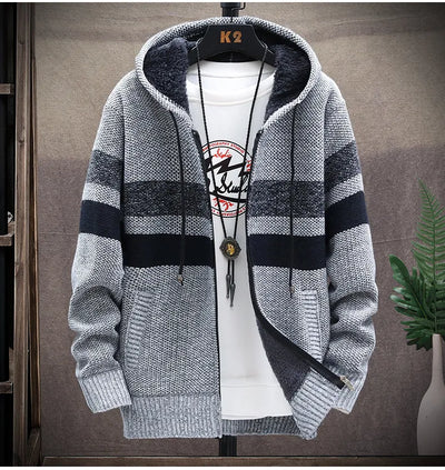 Zackery - Winter gestrickte Kapuzenjacke