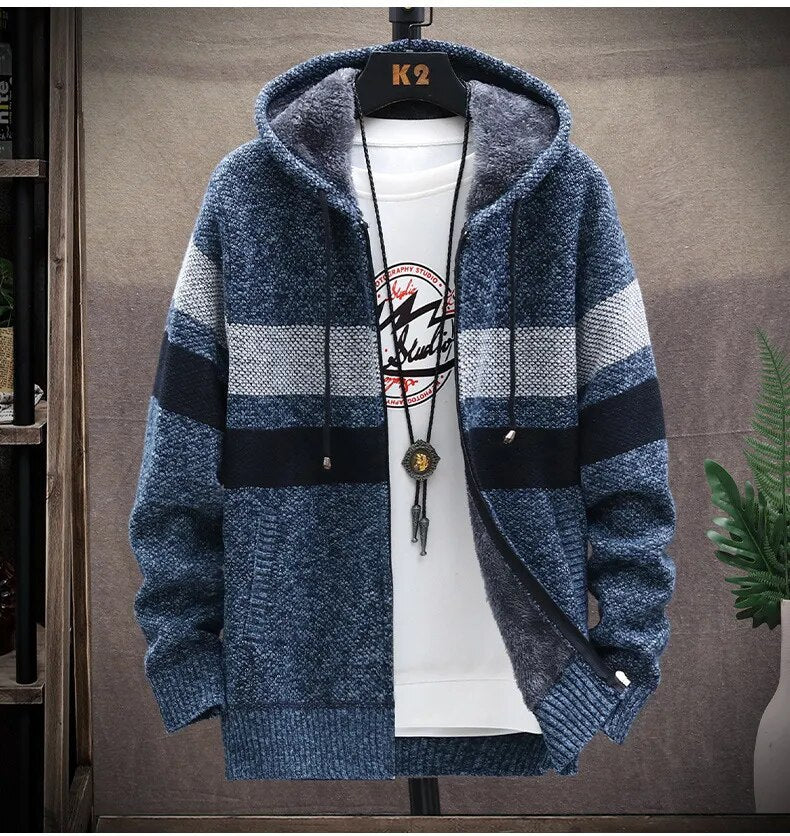 Zackery - Winter gestrickte Kapuzenjacke
