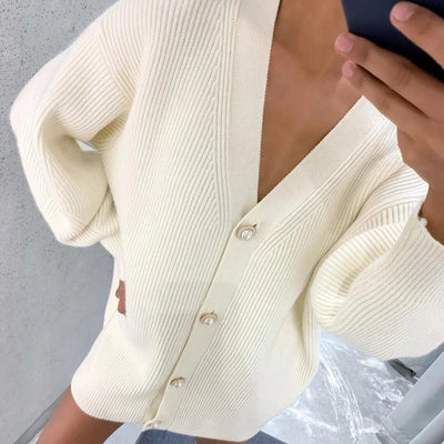 Teal - Einreihige Strickjacke für Frauen