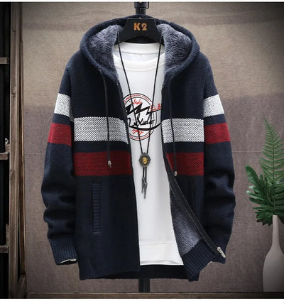 Zackery - Winter gestrickte Kapuzenjacke