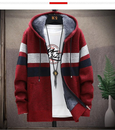 Zackery - Winter gestrickte Kapuzenjacke
