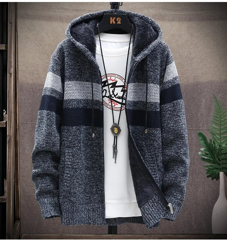 Zackery - Winter gestrickte Kapuzenjacke