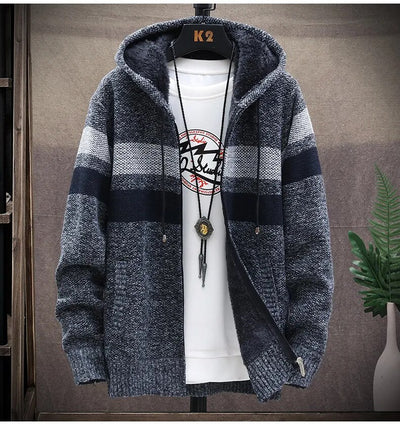 Zackery - Winter gestrickte Kapuzenjacke