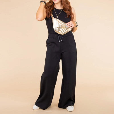 Stylax - Ärmelloses Schnür-Jumpsuit