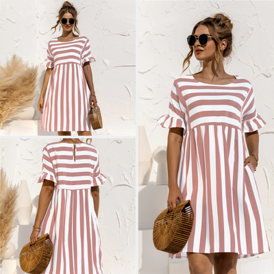 Winget - Gestreiftes Kleid mit Rüschen