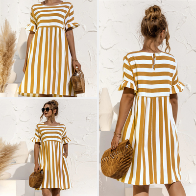 Winget - Gestreiftes Kleid mit Rüschen