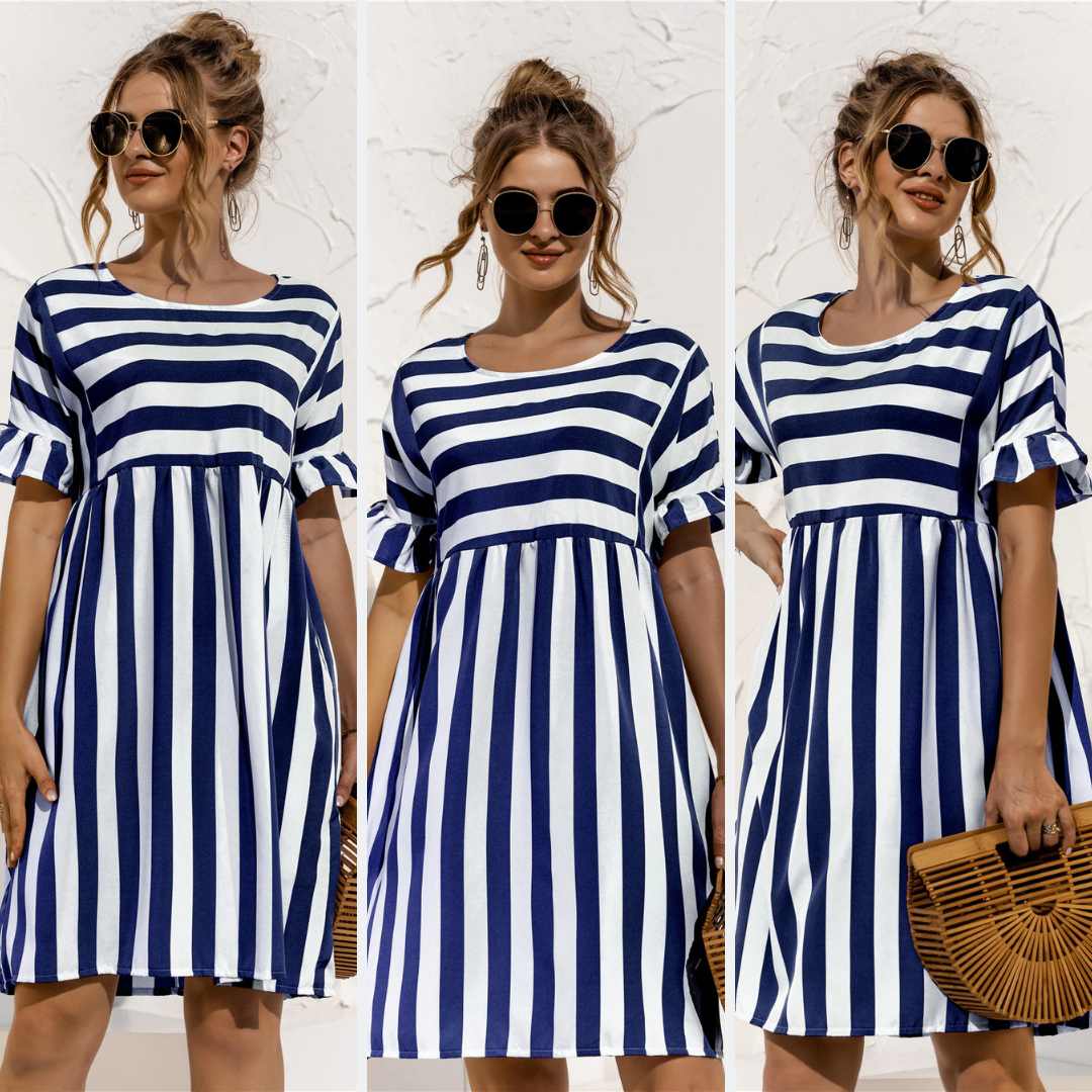 Winget - Gestreiftes Kleid mit Rüschen
