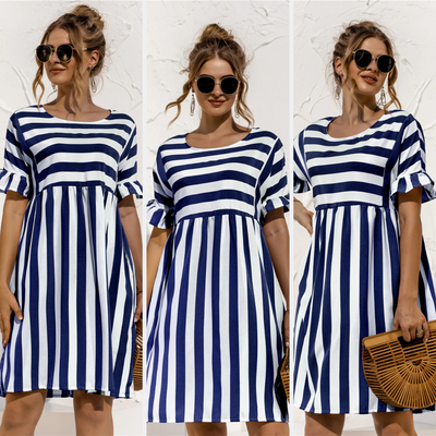 Winget - Gestreiftes Kleid mit Rüschen