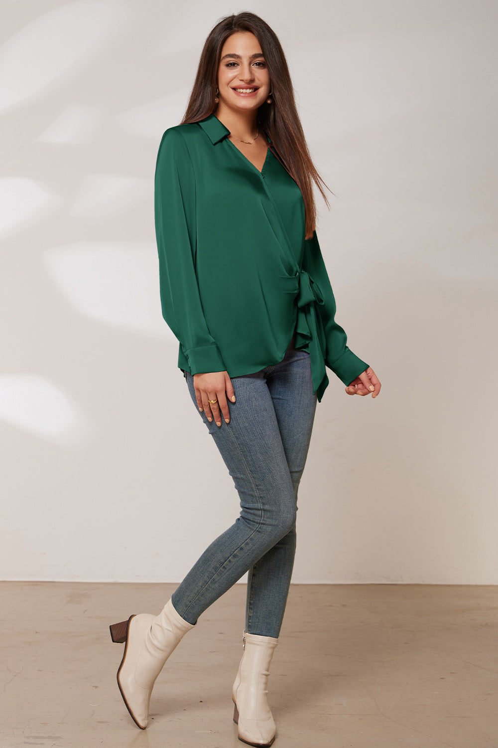 Deneris - Bluse mit V-Ausschnitt in Wickeloptik