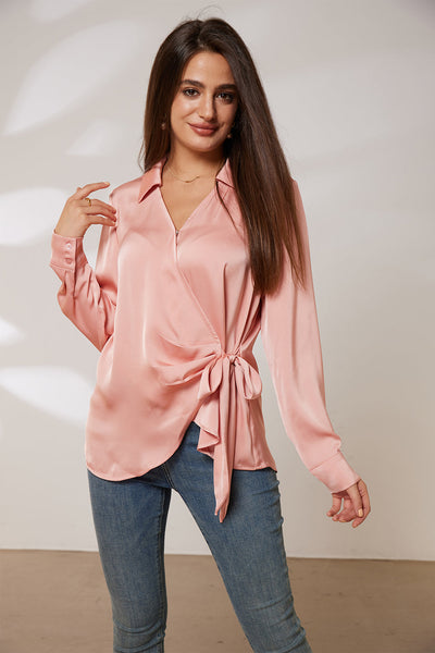 Deneris - Bluse mit V-Ausschnitt in Wickeloptik