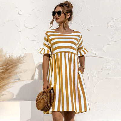 Winget - Gestreiftes Kleid mit Rüschen