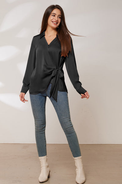 Deneris - Bluse mit V-Ausschnitt in Wickeloptik