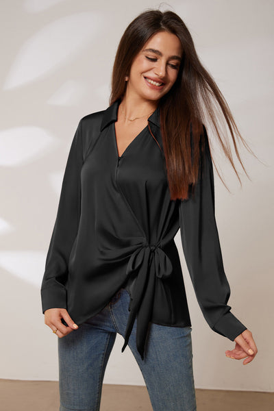 Deneris - Bluse mit V-Ausschnitt in Wickeloptik