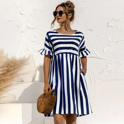 Winget - Gestreiftes Kleid mit Rüschen