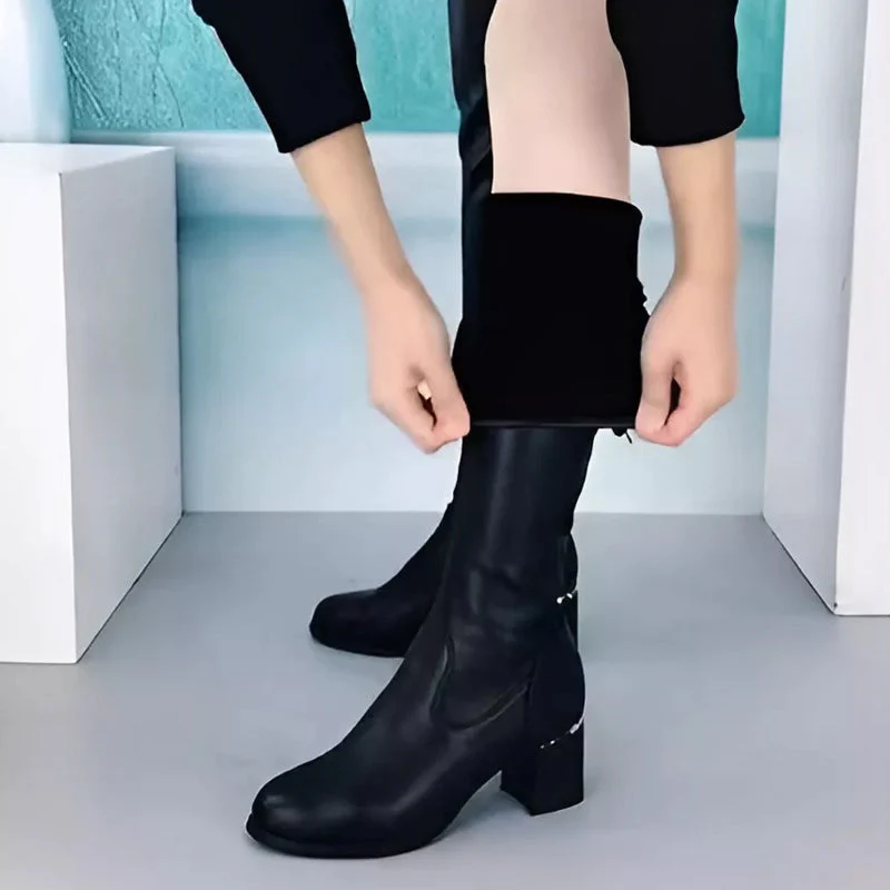 Lexy - Leder Lange Plüschstiefel