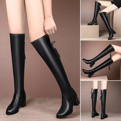 Lexy - Leder Lange Plüschstiefel